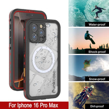 Load image into Gallery viewer, iPhone 16 Pro Max Waterproof Case, Punkcase SpikeStar Red Series | Thin Fit 6.6ft Underwater IP68
