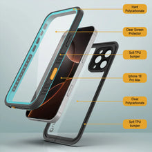 Load image into Gallery viewer, iPhone 16 Pro Max Waterproof Case, Punkcase [Extreme Series] Armor Cover W/ Built In Screen Protector [Teal]

