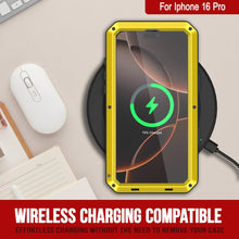 Load image into Gallery viewer, iPhone 16 Pro Metal Case, Heavy Duty Military Grade Armor Cover [shock proof] Full Body Hard [Yellow]
