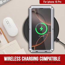 Load image into Gallery viewer, iPhone 16 Pro Metal Case, Heavy Duty Military Grade Armor Cover [shock proof] Full Body Hard [White]
