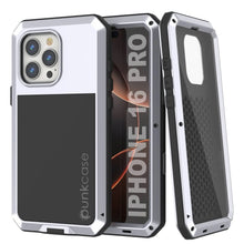 Load image into Gallery viewer, iPhone 16 Pro Metal Case, Heavy Duty Military Grade Armor Cover [shock proof] Full Body Hard [White]
