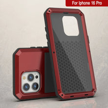Load image into Gallery viewer, iPhone 16 Pro Metal Case, Heavy Duty Military Grade Armor Cover [shock proof] Full Body Hard [Red]
