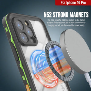 iPhone 16 Pro Waterproof Case, Punkcase SpikeStar Light-Green Series | Thin Fit 6.6ft Underwater IP68