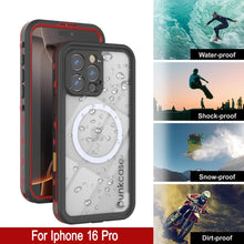 Load image into Gallery viewer, iPhone 16 Pro Waterproof Case, Punkcase SpikeStar Red Series | Thin Fit 6.6ft Underwater IP68
