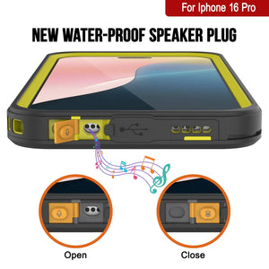 iPhone 16 Pro Waterproof Case, Punkcase [Extreme Mag Series] Armor Cover W/ Built In Screen Protector [Yellow]