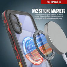Load image into Gallery viewer, iPhone 16 Waterproof Case, Punkcase SpikeStar Red Series | Thin Fit 6.6ft Underwater IP68
