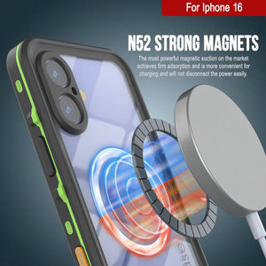 iPhone 16 Waterproof Case, Punkcase SpikeStar Light-Green Series | Thin Fit 6.6ft Underwater IP68