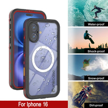 Load image into Gallery viewer, iPhone 16 Waterproof Case, Punkcase SpikeStar Red Series | Thin Fit 6.6ft Underwater IP68
