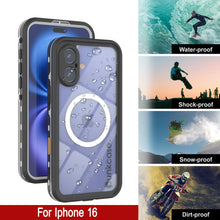 Load image into Gallery viewer, iPhone 16 Waterproof Case, Punkcase SpikeStar White Series | Thin Fit 6.6ft Underwater IP68
