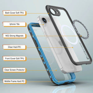 iPhone 16e Waterproof IP68 Case, Punkcase [Light blue] [StudStar Series] [Slim Fit] [Dirtproof]