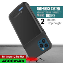 Load image into Gallery viewer, iPhone 12 Pro Max Battery Case, PunkJuice 4800mAH Fast Charging Power Bank W/ Screen Protector | [Black]
