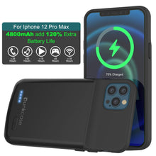 Load image into Gallery viewer, iPhone 12 Pro Max Battery Case, PunkJuice 4800mAH Fast Charging Power Bank W/ Screen Protector | [Black]
