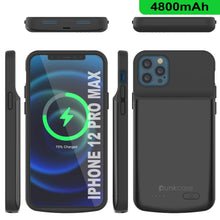 Load image into Gallery viewer, iPhone 12 Pro Max Battery Case, PunkJuice 4800mAH Fast Charging Power Bank W/ Screen Protector | [Black]
