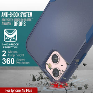 Punkcase for iPhone 15 Plus Belt Clip Multilayer Holster Case [Patron Series] [Navy]