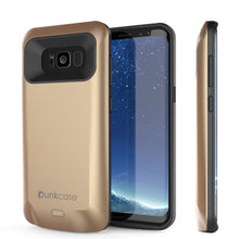 Load image into Gallery viewer, Galaxy S8 Battery Case, Punkcase 5000mAH Charger Case W/ Screen Protector | Integrated Kickstand &amp; USB Port | IntelSwitch | [Gold]

