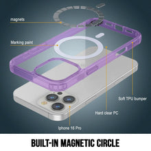 Load image into Gallery viewer, Punkcase iPhone 16 Pro Magnetic Wireless Charging Case [ClearMag Series][Purple]
