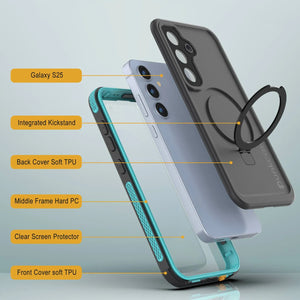 Galaxy S25 Waterproof Case [Kickstud 2.0 Series] Protective IP68 Cover W/Screen Protector & Kickstand [Teal]