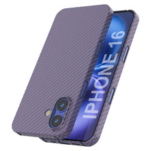 Load image into Gallery viewer, Punkcase iPhone 16 Carbon Fiber Case [AramidShield Series] Ultra Slim &amp; Light Kevlar [Lilac]
