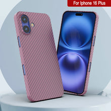 Load image into Gallery viewer, Punkcase iPhone 16 Plus Carbon Fiber Case [AramidShield Series] Ultra Slim &amp; Light Kevlar [Pink]

