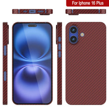 Load image into Gallery viewer, Punkcase iPhone 16 Plus Carbon Fiber Case [AramidShield Series] Ultra Slim &amp; Light Kevlar [Red]
