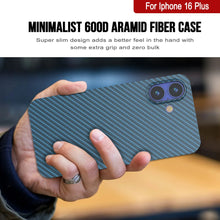 Load image into Gallery viewer, Punkcase iPhone 16 Plus Carbon Fiber Case [AramidShield Series] Ultra Slim &amp; Light Kevlar [Blue]
