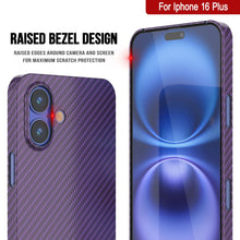 Load image into Gallery viewer, Punkcase iPhone 16 Plus Carbon Fiber Case [AramidShield Series] Ultra Slim &amp; Light Kevlar [Purple]
