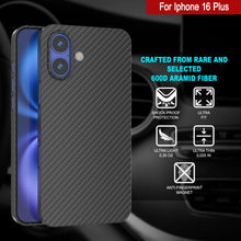 Load image into Gallery viewer, Punkcase iPhone 16 Plus Carbon Fiber Case [AramidShield Series] Ultra Slim &amp; Light Kevlar [Black]
