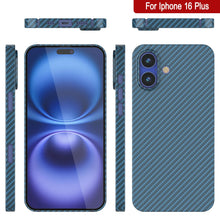 Load image into Gallery viewer, Punkcase iPhone 16 Plus Carbon Fiber Case [AramidShield Series] Ultra Slim &amp; Light Kevlar [Blue]
