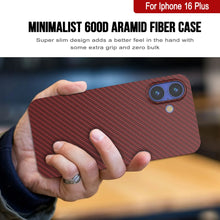 Load image into Gallery viewer, Punkcase iPhone 16 Plus Carbon Fiber Case [AramidShield Series] Ultra Slim &amp; Light Kevlar [Red]
