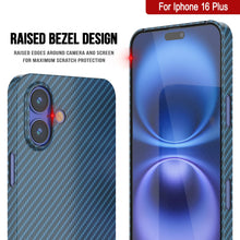 Load image into Gallery viewer, Punkcase iPhone 16 Plus Carbon Fiber Case [AramidShield Series] Ultra Slim &amp; Light Kevlar [Blue]
