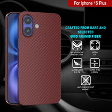 Load image into Gallery viewer, Punkcase iPhone 16 Plus Carbon Fiber Case [AramidShield Series] Ultra Slim &amp; Light Kevlar [Red]
