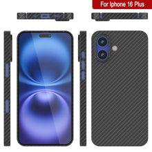 Load image into Gallery viewer, Punkcase iPhone 16 Plus Carbon Fiber Case [AramidShield Series] Ultra Slim &amp; Light Kevlar [Black]
