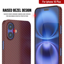 Load image into Gallery viewer, Punkcase iPhone 16 Plus Carbon Fiber Case [AramidShield Series] Ultra Slim &amp; Light Kevlar [Red]

