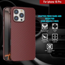 Load image into Gallery viewer, Punkcase iPhone 16 Pro Carbon Fiber Case [AramidShield Series] Ultra Slim &amp; Light Kevlar [Red]

