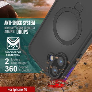 iPhone 16 Waterproof Case [Kickstud 2.0 Series] Protective IP68 Cover W/Screen Protector & Kickstand [Purple]