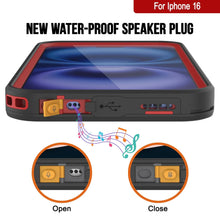 Load image into Gallery viewer, iPhone 16 Waterproof Case [Kickstud 2.0 Series] Protective IP68 Cover W/Screen Protector &amp; Kickstand [Red]
