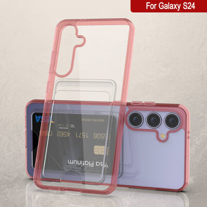 Galaxy S24 Card Holder Case [Crystal CardSlot Series] [Slim Fit] [Red]