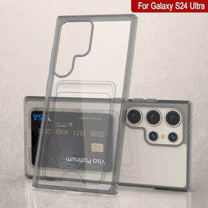Galaxy S24 Ultra Card Holder Case [Crystal CardSlot Series] [Slim Fit] [Grey]