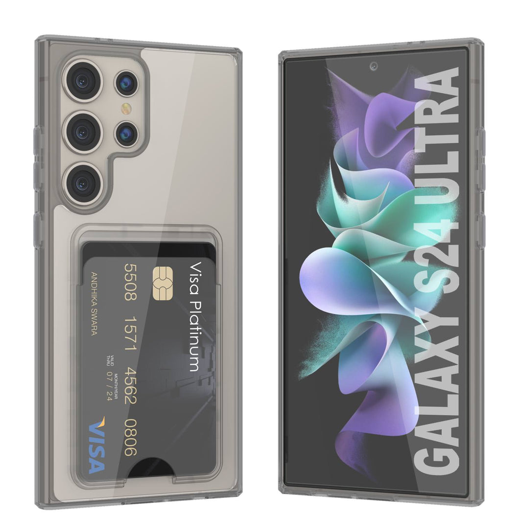 Galaxy S24 Ultra Card Holder Case [Crystal CardSlot Series] [Slim Fit] [Grey]