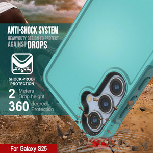 PunkCase Galaxy S25 Case, [Spartan 2.0 Series] Clear Rugged Heavy Duty Cover [Light Blue]