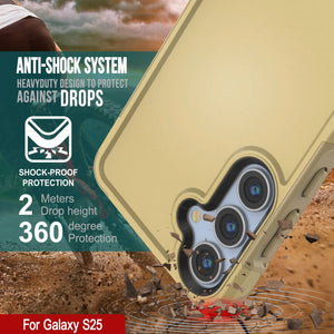PunkCase Galaxy S25 Case, [Spartan 2.0 Series] Clear Rugged Heavy Duty Cover [Yellow]