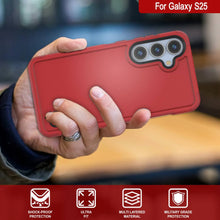 Load image into Gallery viewer, PunkCase Galaxy S25 Case, [Spartan 2.0 Series] Clear Rugged Heavy Duty Cover [Red]
