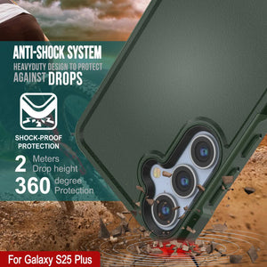 PunkCase Galaxy S25+ Plus Case, [Spartan 2.0 Series] Clear Rugged Heavy Duty Cover [Dark Green]