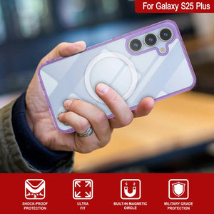 Galaxy S25 Plus Magnetic Wireless Charging Case [Clear Acrylic Series] [Non-Slip] For Galaxy S25 Plus [Purple]