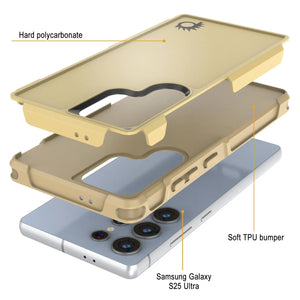 PunkCase Galaxy S25 Ultra Case, [Spartan 2.0 Series] Clear Rugged Heavy Duty Cover [Yellow]