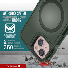 Load image into Gallery viewer, PunkCase iPhone 14 Case, [Spartan X Series] Rugged Heavy Duty Cover W/Kickstand+MagRing [dark green]
