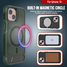 Load image into Gallery viewer, PunkCase iPhone 14 Case, [Spartan X Series] Rugged Heavy Duty Cover W/Kickstand+MagRing [dark green]
