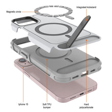Load image into Gallery viewer, PunkCase iPhone 15 Case, [Spartan X Series] Rugged Heavy Duty Cover W/Kickstand+MagRing [white]
