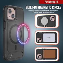Load image into Gallery viewer, PunkCase iPhone 15 Case, [Spartan X Series] Rugged Heavy Duty Cover W/Kickstand+MagRing [Black]
