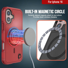 Load image into Gallery viewer, PunkCase iPhone 16 Case, [Spartan 2.0 Series] Clear Rugged Heavy Duty Cover W/Built in Screen Protector [red]
